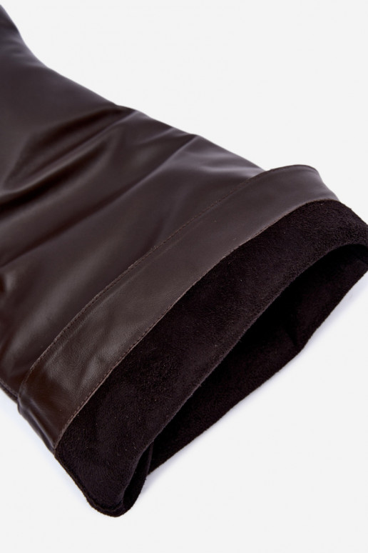 Bottes hautes en cuir chaudes avec larges talons en marron Zazoo 542