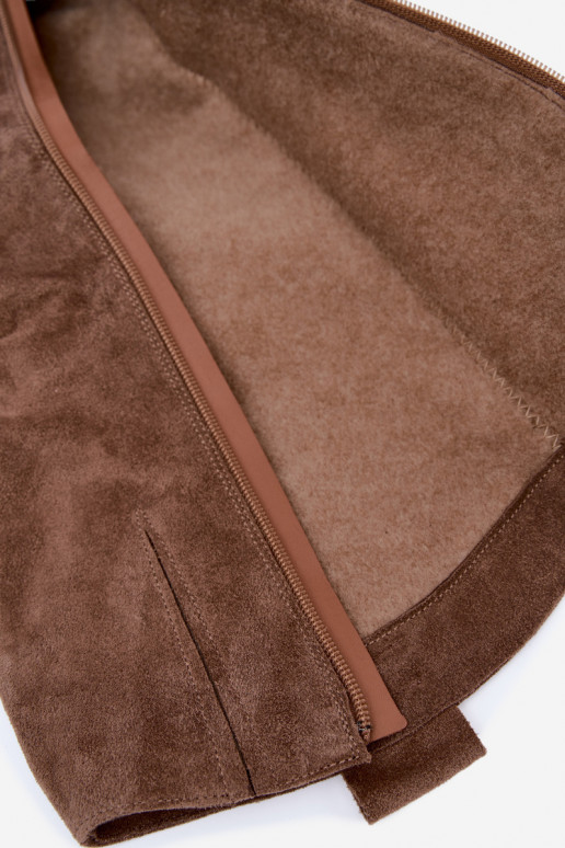Bottes hautes chaudes froissées en daim synthétique de style cowboy en marron Zazoo 4313