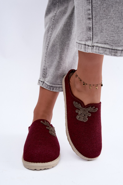 Damenpantoletten mit Rehen Inblu CS000049 bordeaux