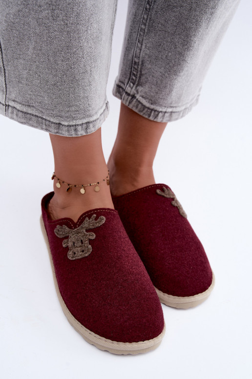 Chaussons femme avec cerfs Inblu CS000049 bordeaux
