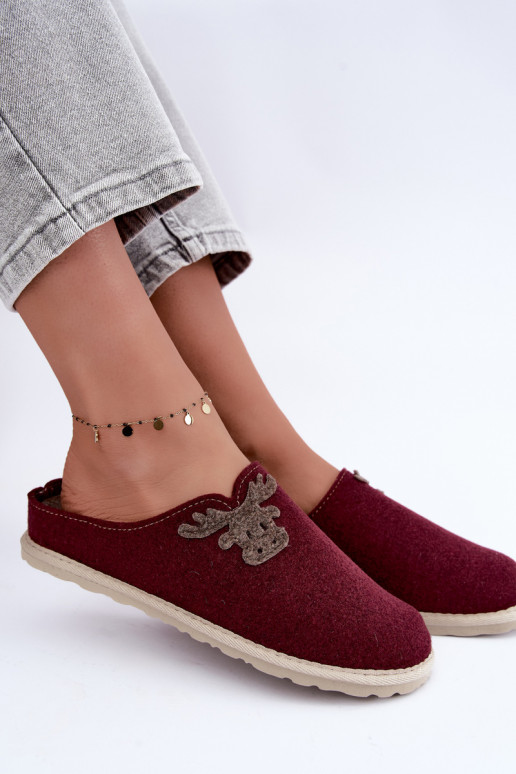 Damenpantoletten mit Rehen Inblu CS000049 bordeaux