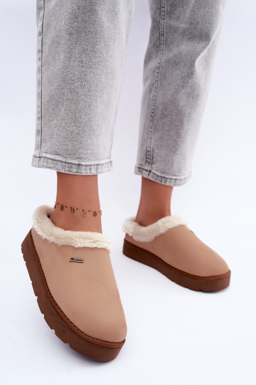 Dameshuisslippers met bont Inblu DR000004 bruin