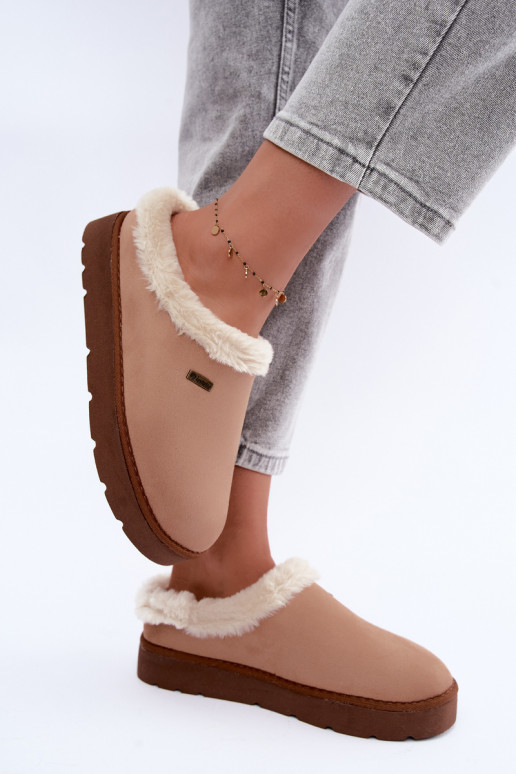 Dameshuisslippers met bont Inblu DR000004 bruin
