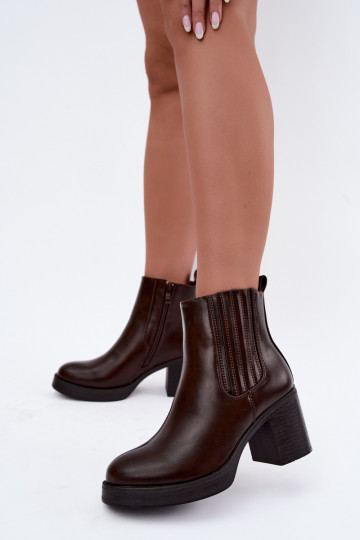 Bottines chaudes couleur chocolat avec talons Gisandra