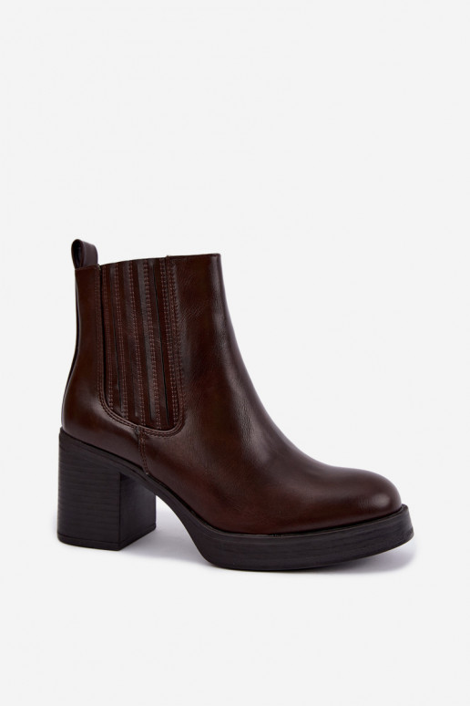 Bottines chaudes couleur chocolat avec talons Gisandra