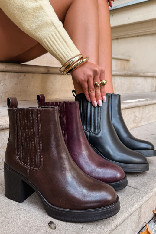Bottines chaudes couleur chocolat avec talons Gisandra