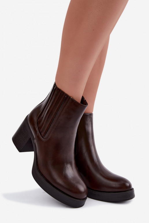 Bottines chaudes couleur chocolat avec talons Gisandra