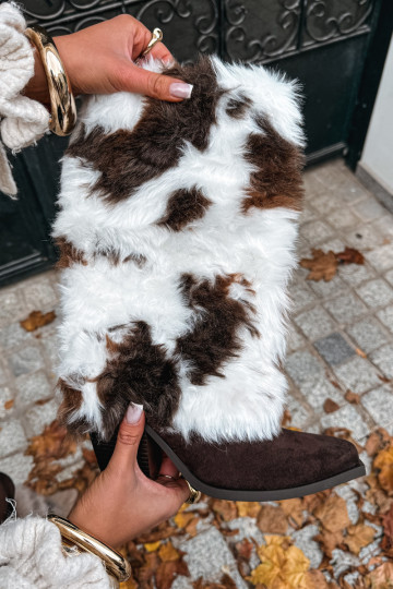 Bottes chaudes couleur marron au-dessus du genou avec fourrure Saphielle 2