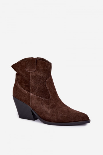 bottes en daim doublées de style cowboy avec talons en couleur marron Tirabelle 2
