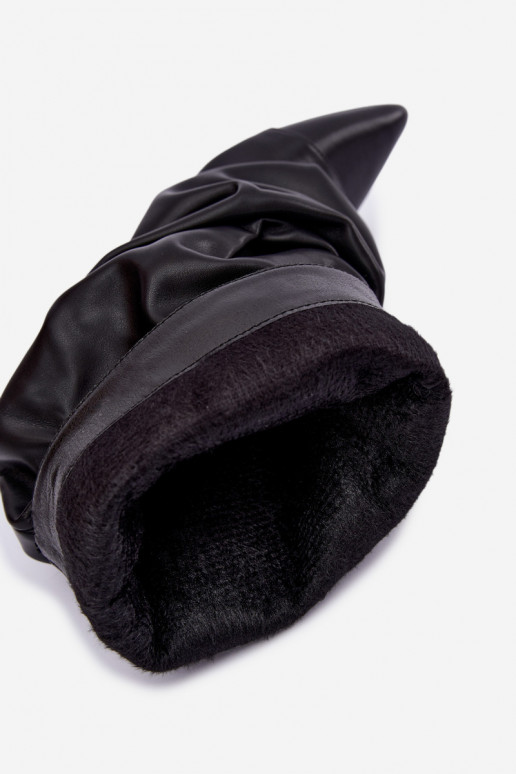 bottines à enfiler chaudes et froissées avec talons fins en couleur noire en simili cuir Greselle