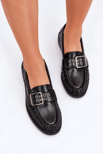 Mocassins pour femmes avec volants et boucles en noir Daliare 2