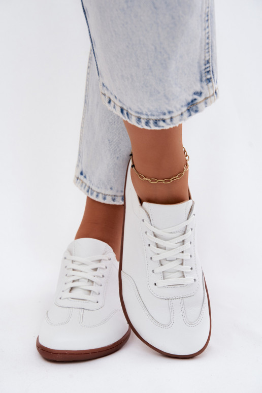 Chaussures décontractées en cuir blanches Barefoot Zazoo N1243