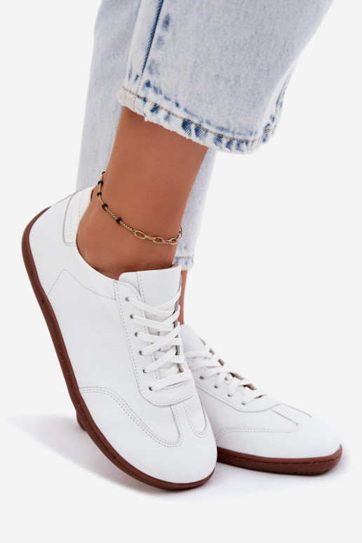 Witte leren casual schoenen Barefoot Zazoo N1243