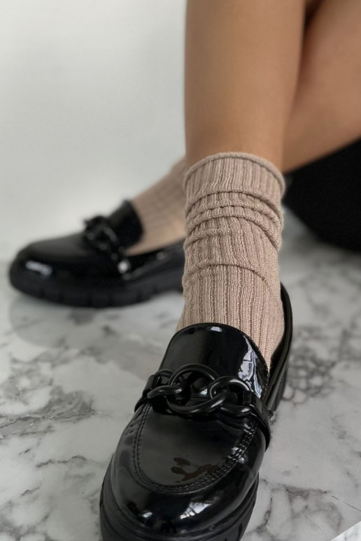 Chaussettes femme sans pression avec lurex couleur sable