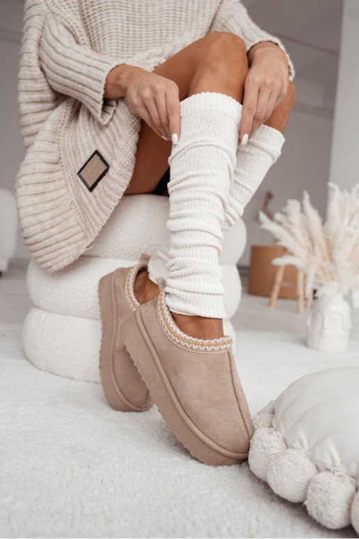 Chaussettes en coton réchauffées avec motif couleur ivoire