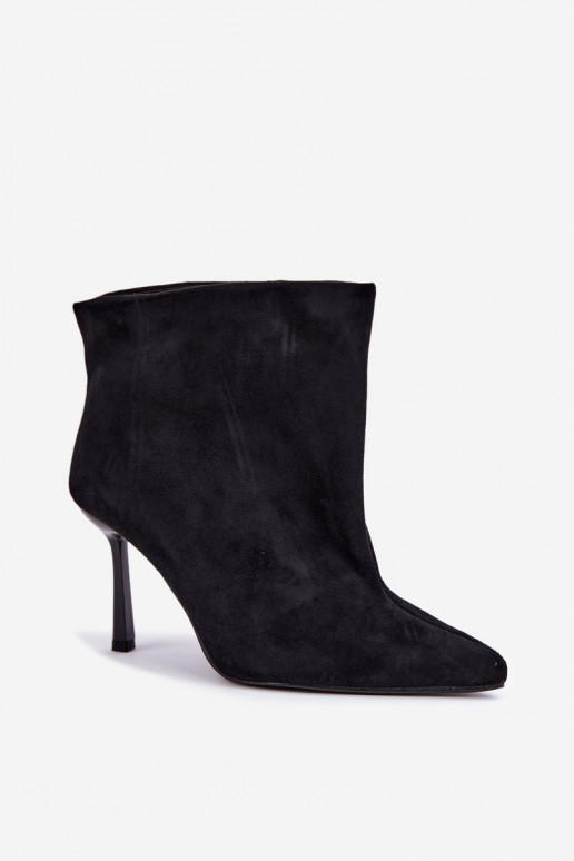 Bottines à enfiler avec talons fins en noir Kamea