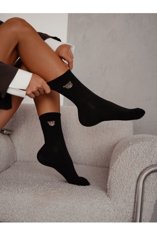 Damen schwarze Socken „Bärchen"