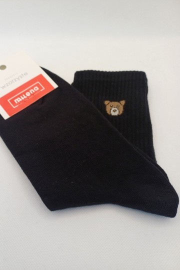 Chaussettes noires pour femmes « Ourson » 2