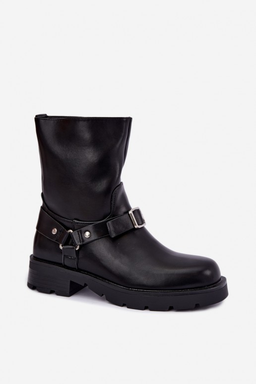 Bottines isolées pour femmes avec sangles et boucles en noir Delmora