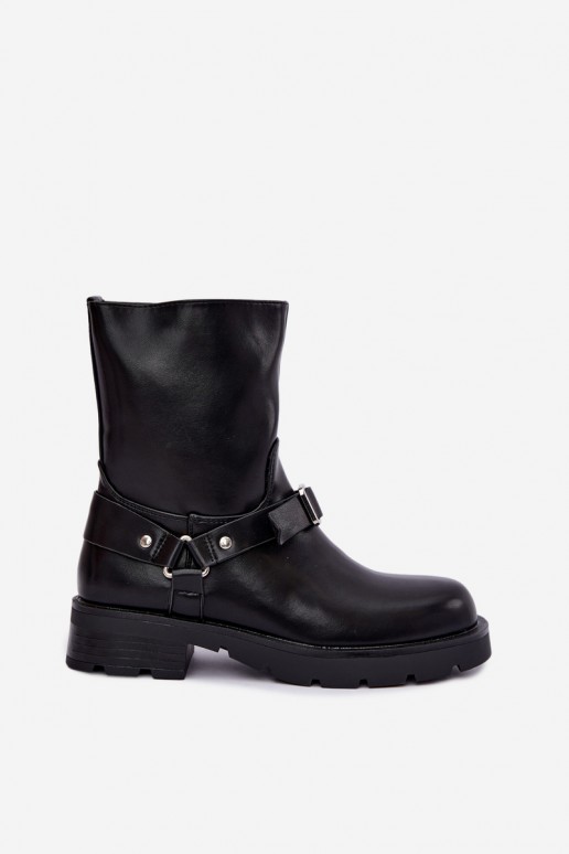 Bottines isolées pour femmes avec sangles et boucles en noir Delmora