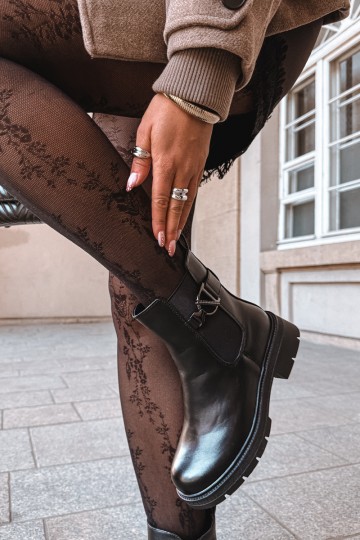 Wärmende stilvolle Stiefeletten mit Ornamenten in Schwarz Janira