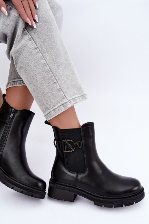 Wärmende stilvolle Stiefeletten mit Ornamenten in Schwarz Janira