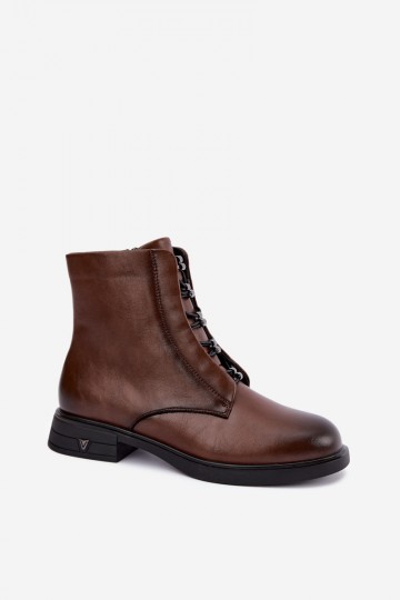 Braune isolierte Stiefeletten aus natürlichem Leder Vinceza 133113