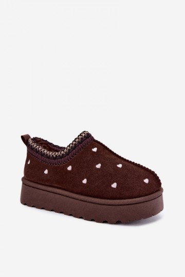 bottes de neige pour enfants isolées avec cœurs et fourrure en couleur marron Meldrena