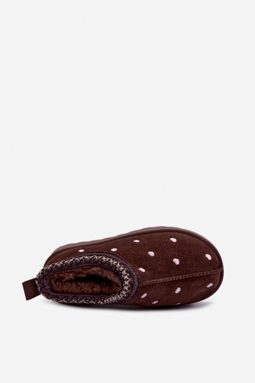 bottes de neige pour enfants isolées avec cœurs et fourrure en couleur marron Meldrena