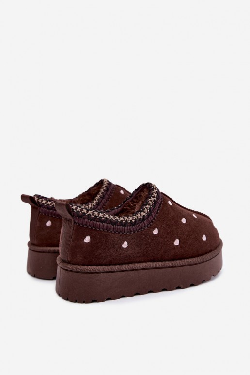 Kinder isolierte Schneestiefel mit Herzen und Fell in brauner Farbe Meldrena