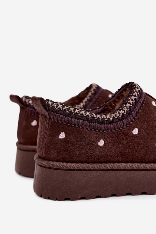 bottes de neige pour enfants isolées avec cœurs et fourrure en couleur marron Meldrena
