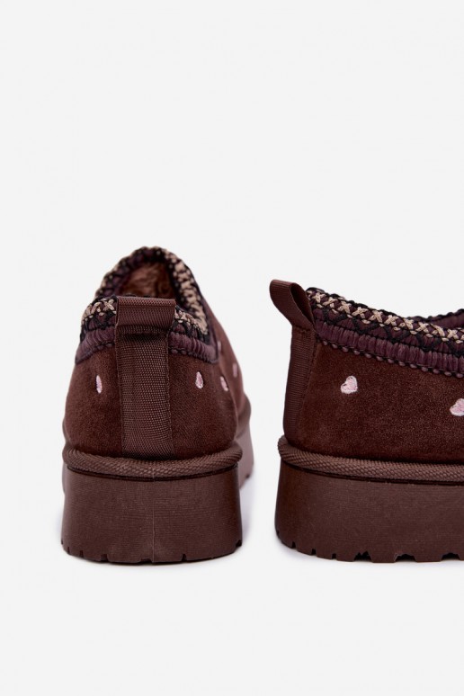 bottes de neige pour enfants isolées avec cœurs et fourrure en couleur marron Meldrena