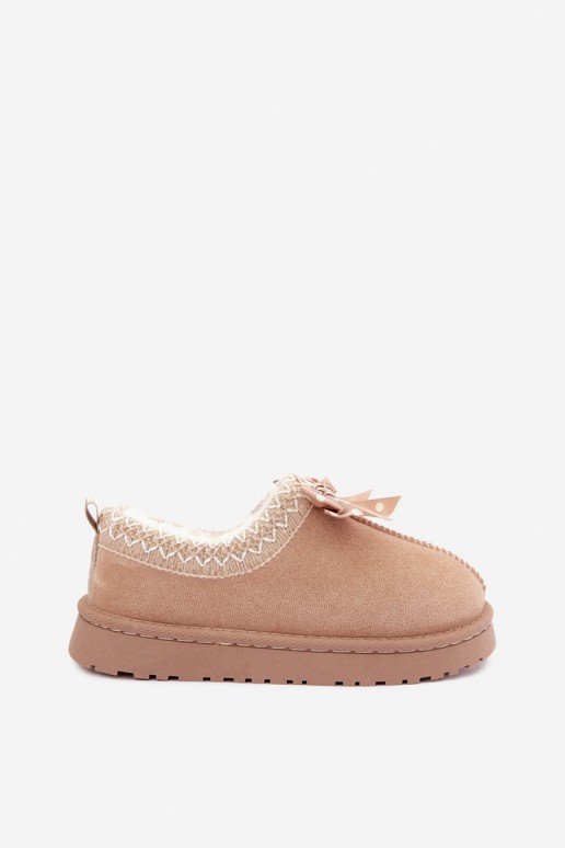 Kinder Schneestiefel mit bestickten Blumen und Schleife in sandfarben Ysmerine