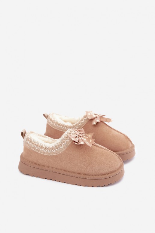 Kinder Schneestiefel mit bestickten Blumen und Schleife in sandfarben Ysmerine
