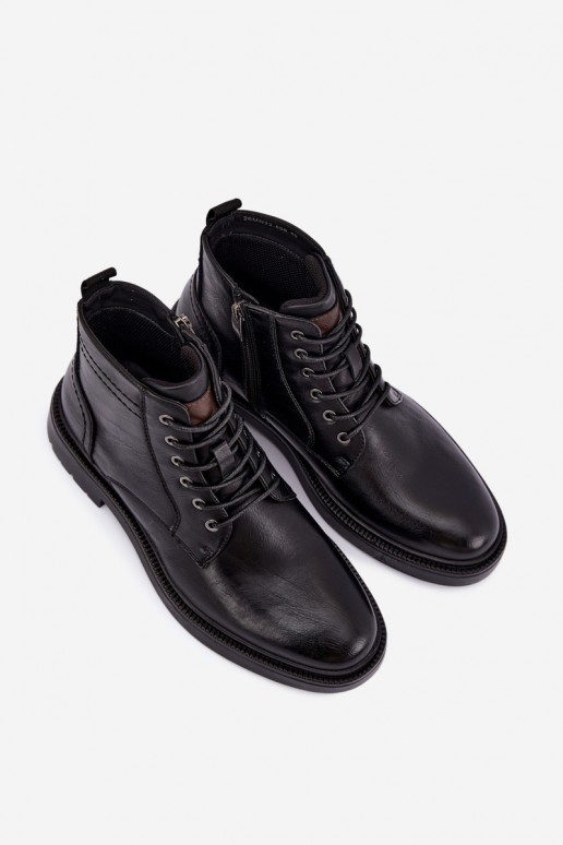 bottines pour hommes avec lacets en couleur noire Perrielle