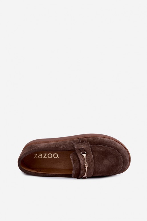 mokassins en daim synthétique marron Zazoo