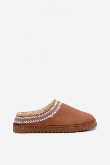 chaussons pour femmes avec fleurs brodées en couleur marron Inblu 2