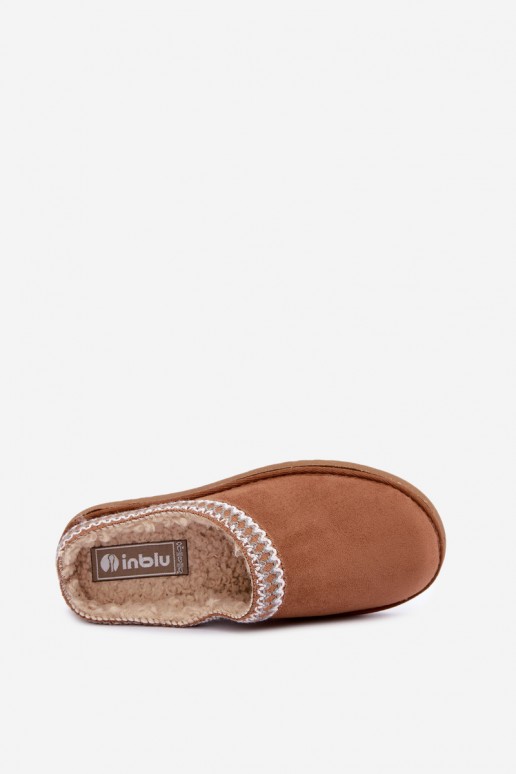 chaussons pour femmes avec fleurs brodées en couleur marron Inblu