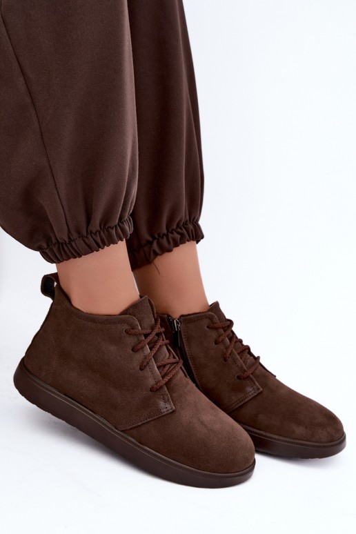 isolierte Stiefeletten aus braunem Naturleder Zazoo