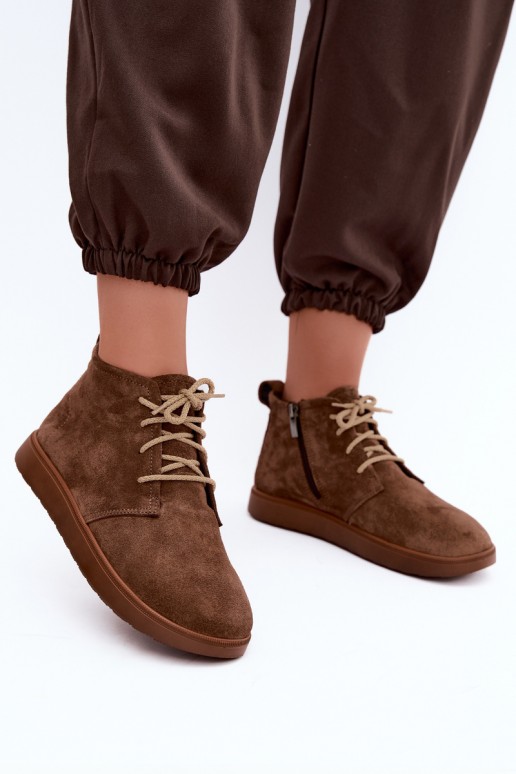 gefütterte Stiefeletten aus natürlichem Leder Zazoo 328 in braun