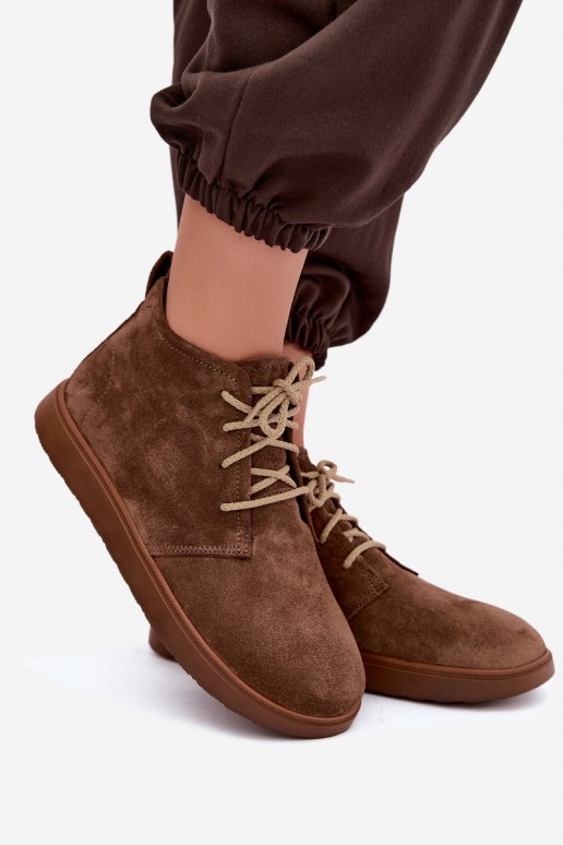 gefütterte Stiefeletten aus natürlichem Leder Zazoo 328 in braun