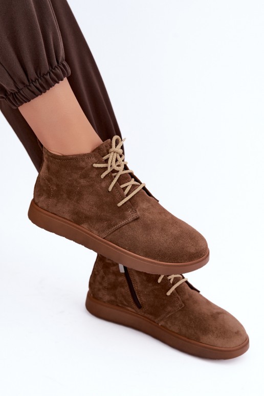 bottes chelsea isolées en cuir naturel Zazoo 328 couleur marron