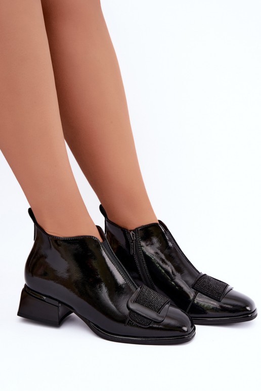 lackierte gefütterte Stiefeletten Klocke Artiker 59C0108 in schwarz
