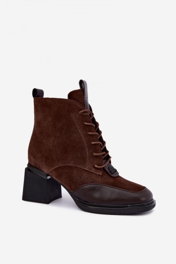 schnürstiefeletten aus Kunstveloursleder Artiker 59C0115 in schokoladenfarbe