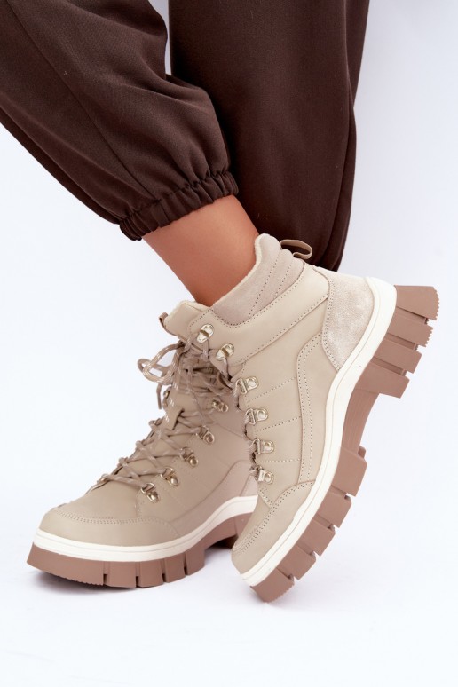gefütterte Damenschuhe Lee Cooper LCJ-26-31-4581 in sandfarben