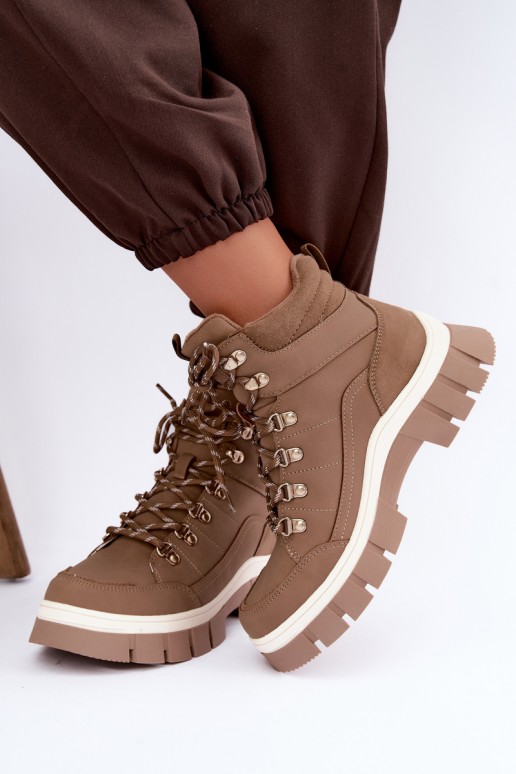 gefütterte Damenschuhe Lee Cooper LCJ-26-31-4582 in sandfarben