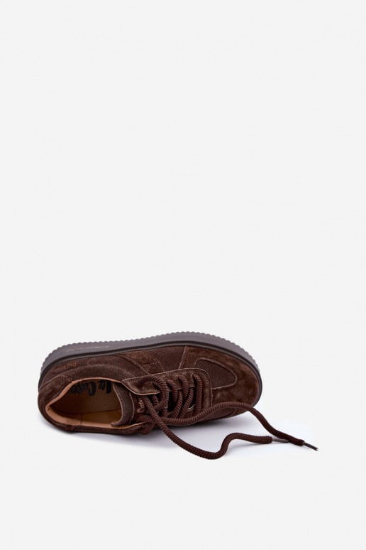 Sneaker mit Plattform aus Kunstveloursleder Lee Cooper LCJ-26-01-4644 in schokoladenfarbe