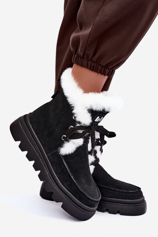 dames sneeuwlaarzen van faux suede Lee Cooper LCJ-25-01-3737 in zwart