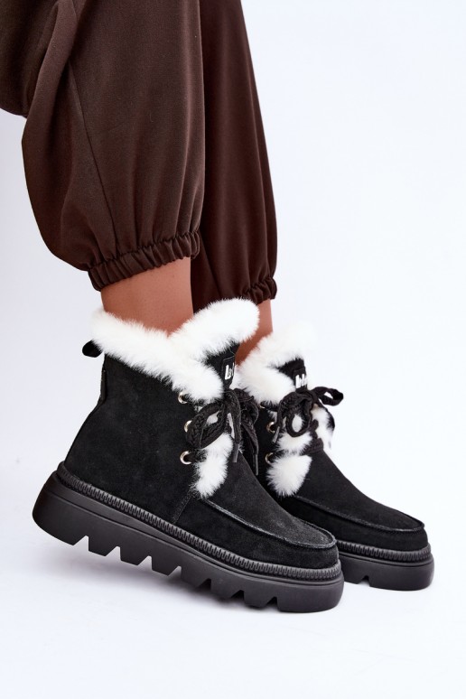 Damen Schneestiefel aus Kunstveloursleder Lee Cooper LCJ-25-01-3737 in schwarz