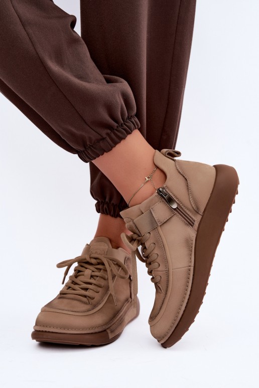 gefütterte Stiefeletten aus natürlichem Leder Lee Cooper LCJ-26-19-4603 in Chaki-Farbe